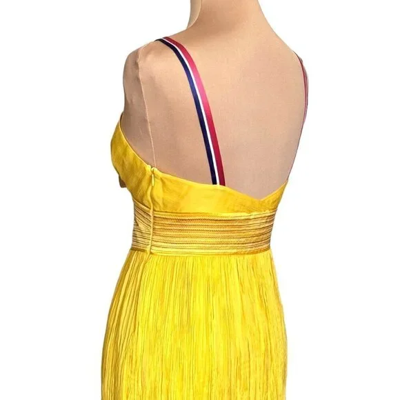 NWOT Catherine Malandrino Flowy Dress Sz.6 100% Silk Yellow Event Feminine - Picture 8 of 15